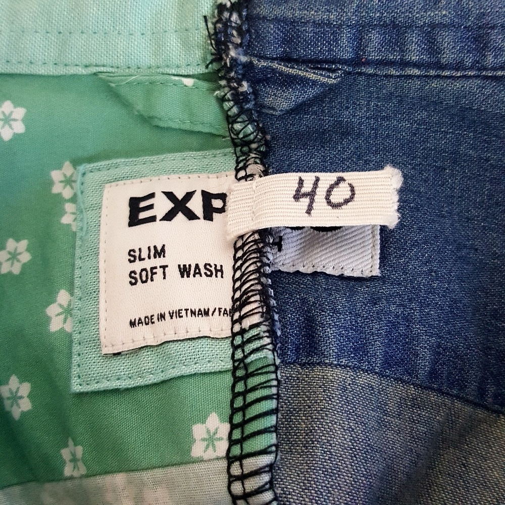 Express Multi Fabric 2 Toned Button Down 40/ M - image 3